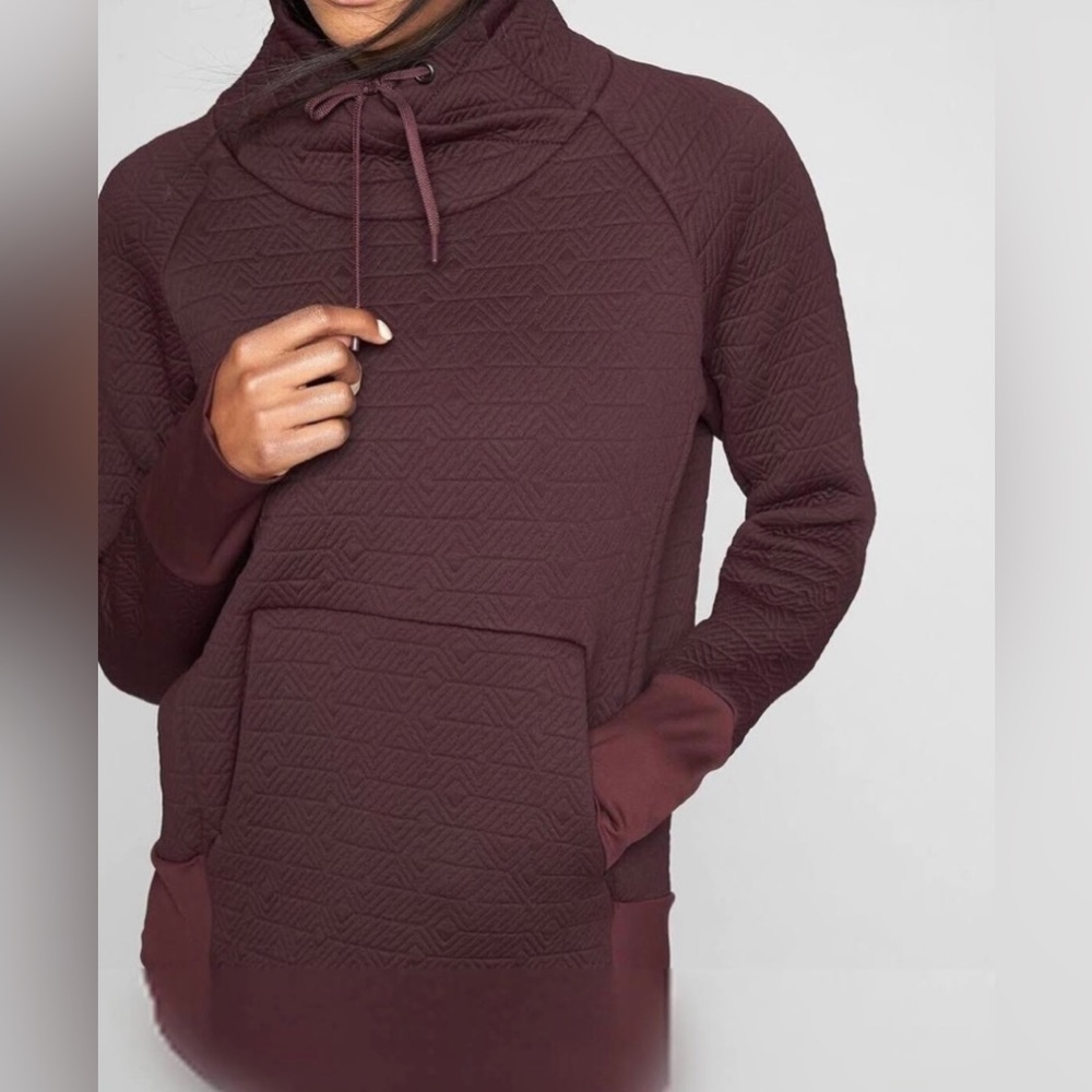 Athleta Maroon Elevation Jaquard Quilted Pullover Size Small